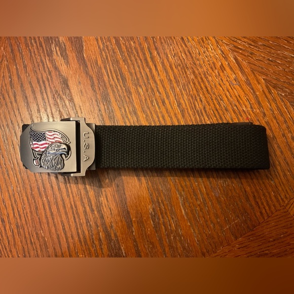 🇺🇸Men’s Silver Eagle & Red White & Blue Flag U.S.A. Buckle Nylon Belt! - Picture 12 of 13